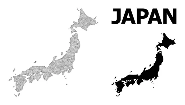 Polygonální Carcass Mesh High Detail vektorová mapa Japonska Abstrakce — Stockový vektor