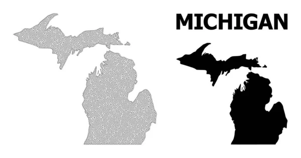 Rete metallica poligonale Mappa vettoriale ad alta risoluzione delle astrazioni dello stato del Michigan — Vettoriale Stock