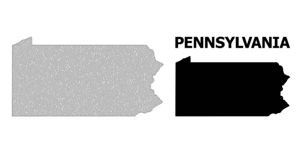 Polygonales Netzwerk Mesh Hochauflösende Vektorkarte von Pennsylvania State Abstractions — Stockvektor