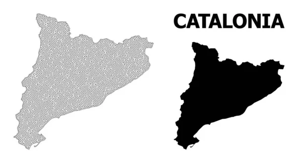 Red poligonal de malla de alto detalle Mapa vectorial de Cataluña Abstracciones — Archivo Imágenes Vectoriales