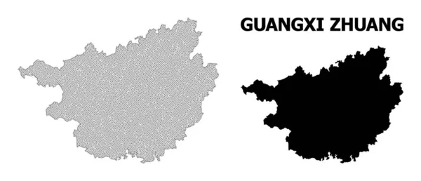 Çokgen 2D Ağlı Yüksek Detay Vektör Haritası Guangxi Zhuang Bölgesi Soyutlamaları — Stok Vektör