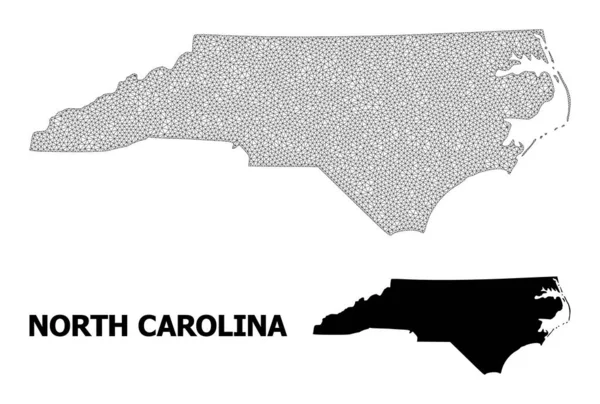 Carte vectorielle polygonale 2D Mesh haute résolution des abstractions de l'État de Caroline du Nord — Image vectorielle