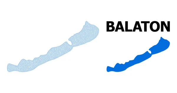 Wielokątna mapa wektorowa o wysokiej rozdzielczości sieci 2D w jeziorze Balaton Abstrakcje — Wektor stockowy