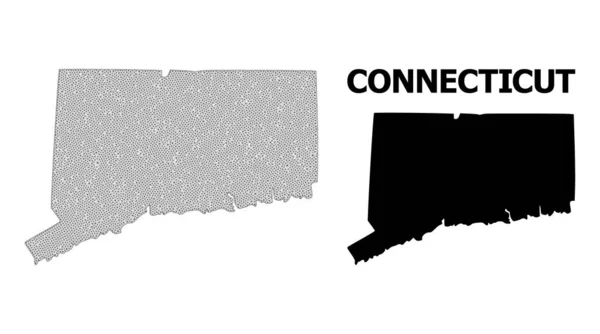 Многоугольный каркас сетки высокой детализации векторная карта штата Коннектикут Абстракции — стоковый вектор