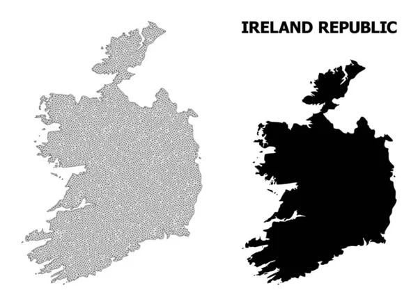 Polygonal Network Mesh High Resolution Vector Map of Ireland Republic Abstractions — Stock Vector