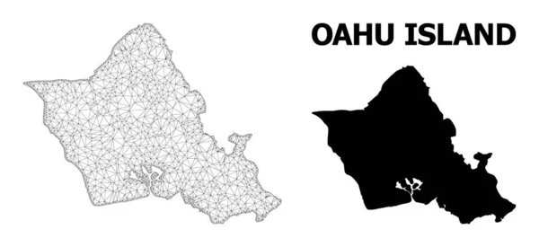 Malla de canal poligonal Mapa vectorial de alto detalle de las abstracciones de la isla de Oahu — Vector de stock
