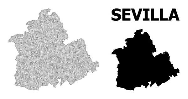 Malha de armação de arame poligonal Mapa vetorial de alto detalhe da província de Sevilha Abstrações — Vetor de Stock
