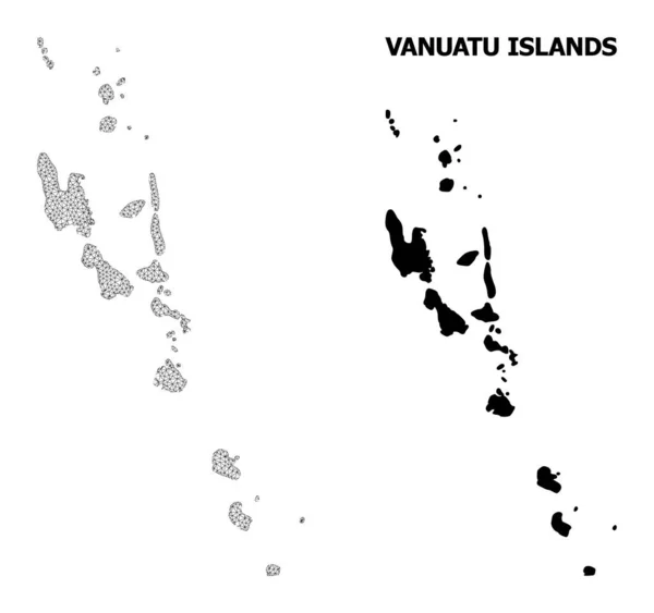 Polygonal stomme Mesh högupplöst vektor Karta över Vanuatu öarna Abstraktioner — Stock vektor