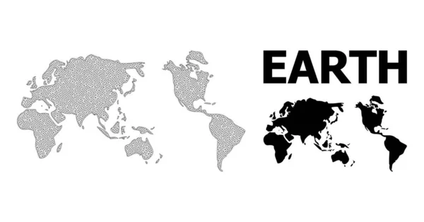 Malha de carcaça poligonal Mapa vetorial de alta detalhe das abstrações da Terra — Vetor de Stock
