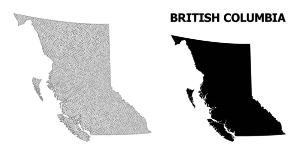 Polygonal Carcass Mesh High Resolution Vector Map of British Columbia Province Abstractions — стоковий вектор