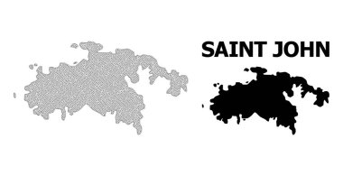 Saint John Adası Soyutlamalarının Çokgen Kablo Çerçevesi Yüksek Detay Vektör Haritası