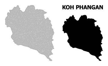 Koh Phangan Soyutlamalarının Çokgen Kablo Çerçevesi Yüksek Çözünürlüklü Vektör Haritası