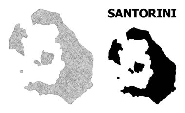 Santorini Adası Soyutlamalarının Çokgen Gövdesi Yüksek Ayrıntılı Vektör Haritası
