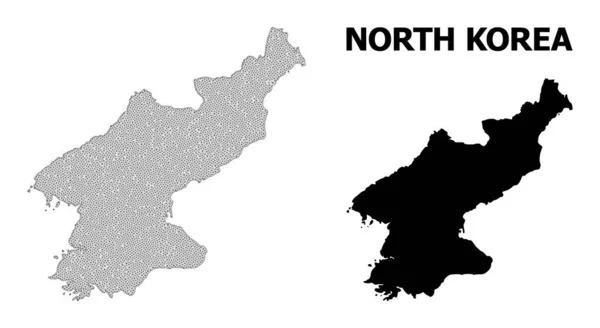 Mnohoúhelníková síťová síť s vysokým rozlišením vektorová mapa severokorejských abstrakcí — Stockový vektor