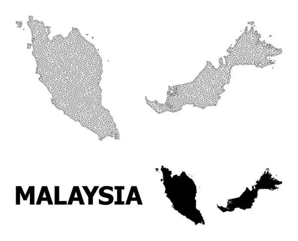 Polygonal 2D Mesh högupplöst vektorkarta över Malaysia Sammanfattning — Stock vektor