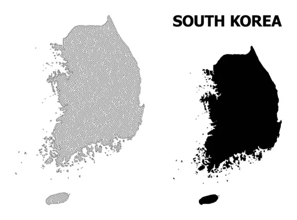 Polygonální drátěný rám Mesh Vektorová mapa Jižní Koreje s vysokým rozlišením Abstrakce — Stockový vektor