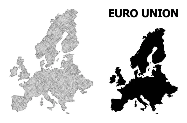 Malla de marco de alambre poligonal Mapa vectorial de alta resolución de las abstracciones de la Unión Europea — Vector de stock