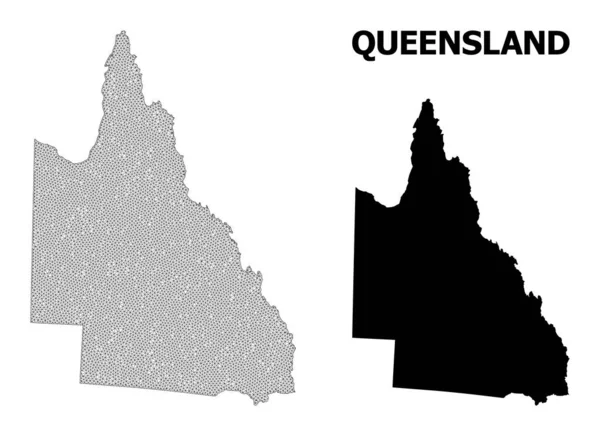 Polygonal Carcass Mesh High Resolution Vector Map of Australian Queensland Abstractions — Stock Vector