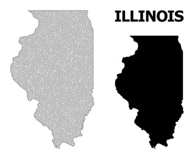 Illinois Eyaleti Soyutlamalarının Çokgen Ağ Yüksek Detay Vektör Haritası