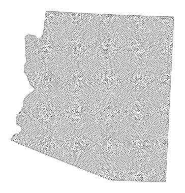 Arizona Eyaleti Soyutlamalarının Çokgen Ağ Yüksek Detay Raster Haritası