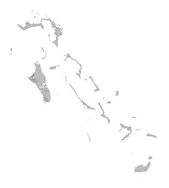 Bahamalar Adaları Soyutlamalarının Çokgen 2B Ağlı Yüksek Detay Raster Haritası