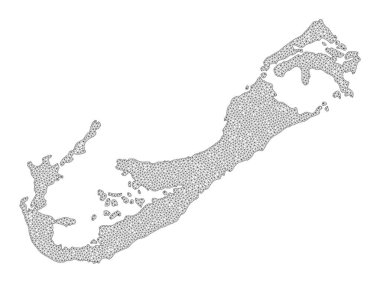 Bermuda Adaları Soyutlamalarının Çokgen Gövdesi Yüksek Ayrıntılı Raster Haritası