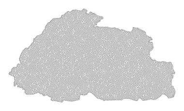 Çokgen Gövde Ağları Yüksek Ayrıntılı Raster Bhutan Soyutlamalarının Haritası
