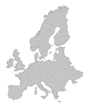 Avrupa Birliği Soyutlamalarının Çokgen Kablo Çerçevesi Yüksek Ayrıntılı Raster Haritası