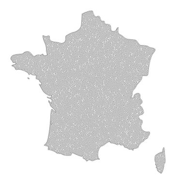 Çokgen 2B Ağlı Yüksek Detay Raster Fransa Soyutlamaları Haritası