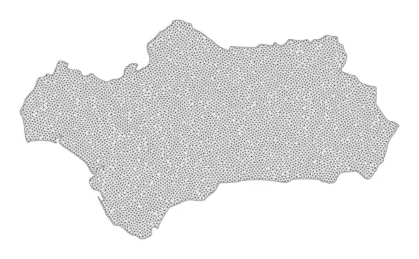Polygonal Network Mesh High Detail Raster Karta över Andalusien Sammanfattning — Stockfoto