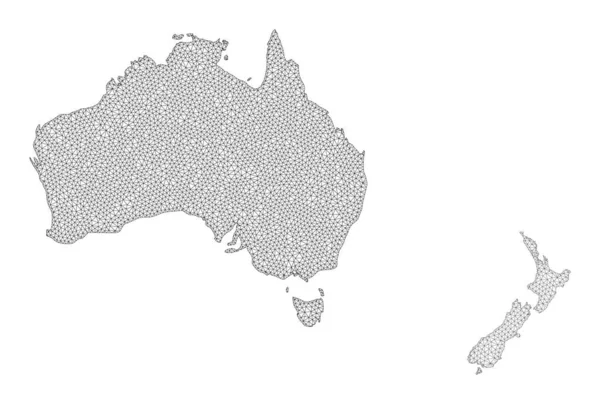 Polygonaal netwerk mesh hoge resolutie rasterkaart van Australië en Nieuw-Zeeland Abstracties — Stockfoto