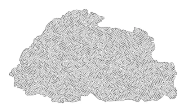 Polygonal Carcass Mesh High Detail Raster Map of Bhutan Abstractions — Stock Fotó