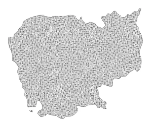 Polygonal 2D Mesh High Detail Raster Mapa Kambodży Streszczenia — Zdjęcie stockowe