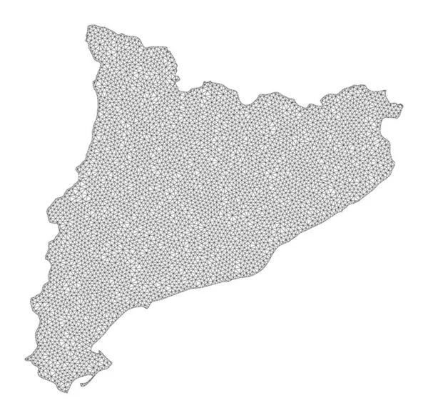 Maglia di carcassa poligonale Mappa dettagliata di astrazioni in Catalogna — Foto Stock