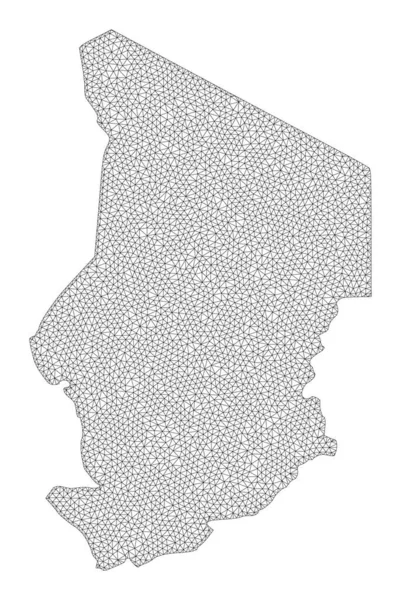 Polygonal 2D Mesh High Detail Raster Karta över Tchad Abstraktioner — Stockfoto