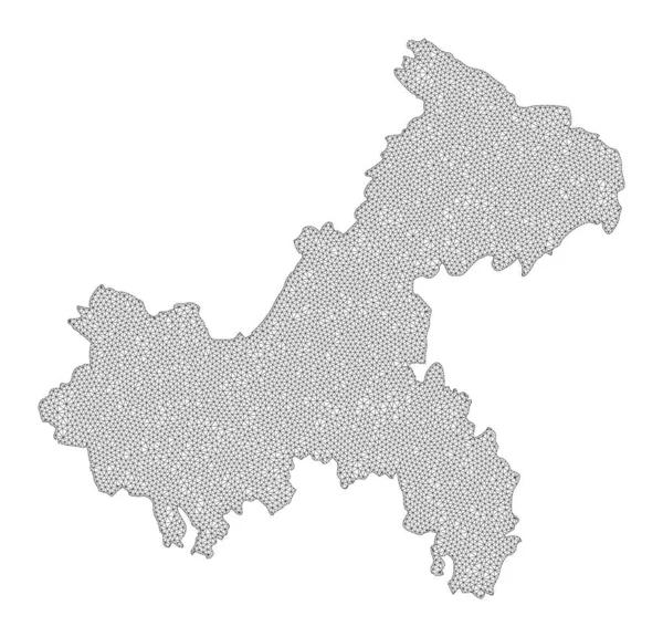 폴리곤 와이어 Frame Mesh High Resolution Raster Map of Chongqing Municipality Abstractions — 스톡 사진