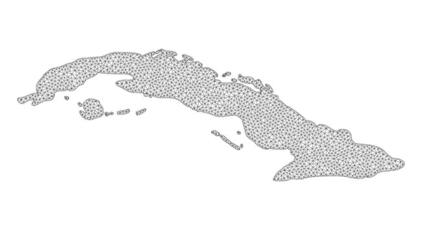 Polygonal 2D Mesh Nagy felbontású Raster Map of Cuba Abstractions — Stock Fotó