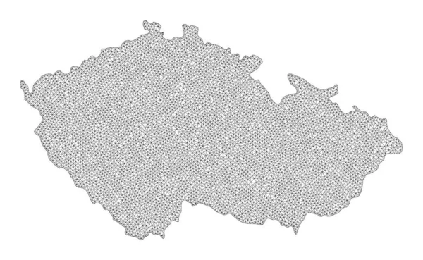 Polygonal Carcass Mesh High Detail Raster Karta över Tjeckien Abstraktioner — Stockfoto
