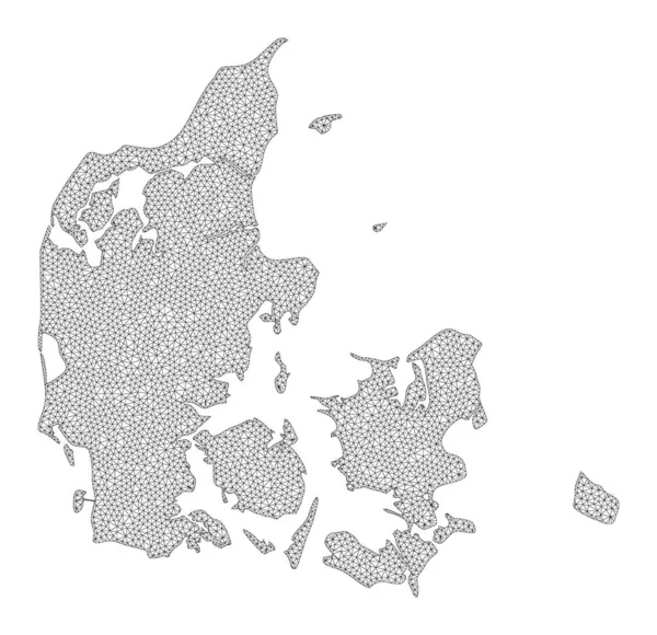 Malha de carcaça poligonal High Detail Raster Map of Denmark Abstractions — Fotografia de Stock