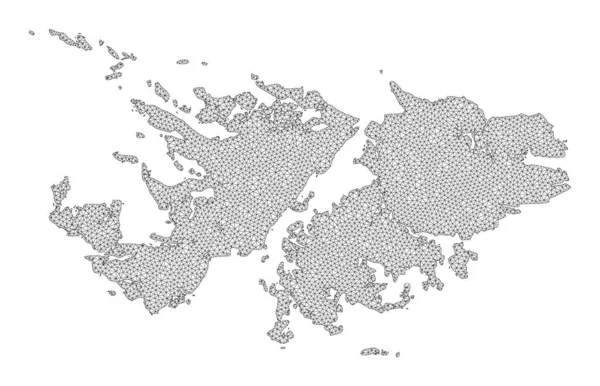Polygonal 2D Mesh High Detail Raster Karta över Falklandsöarna — Stockfoto
