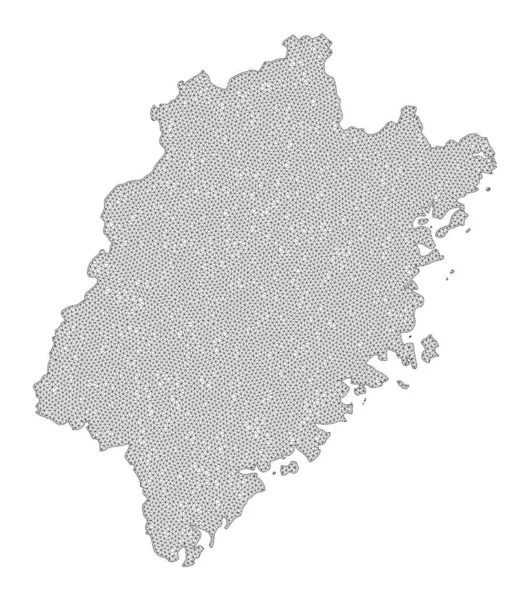 Polygonal Wire Frame Mesh High Detail Raster Map of Fujian Province Abstractions — Stock Photo, Image