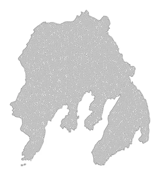 Maglia poligonale 2D Mappa raster di alto dettaglio delle astrazioni dell'isola di Gambier — Foto Stock
