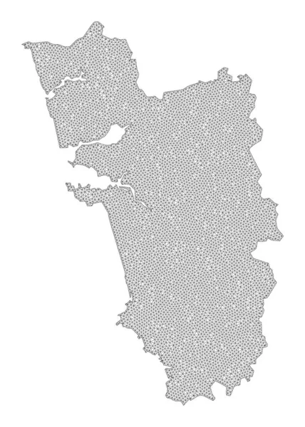 Rede Poligonal Malha de Alta Resolução Raster Map of Goa State Abstractions — Fotografia de Stock