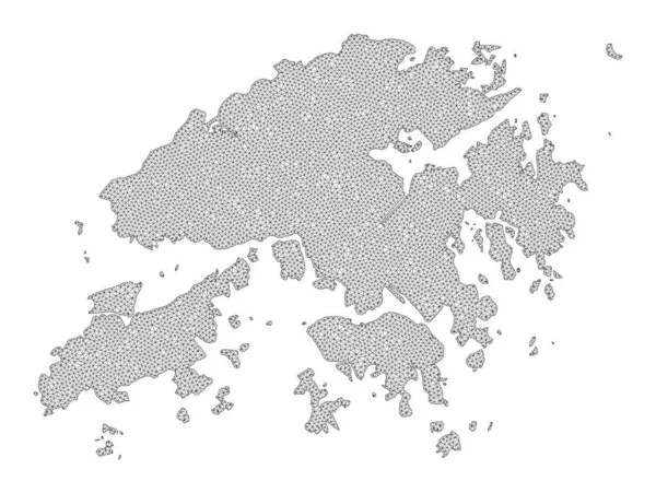 Polygonal Carcass Mesh Nagy felbontású Raster Map of Hong Kong Abstractions — Stock Fotó