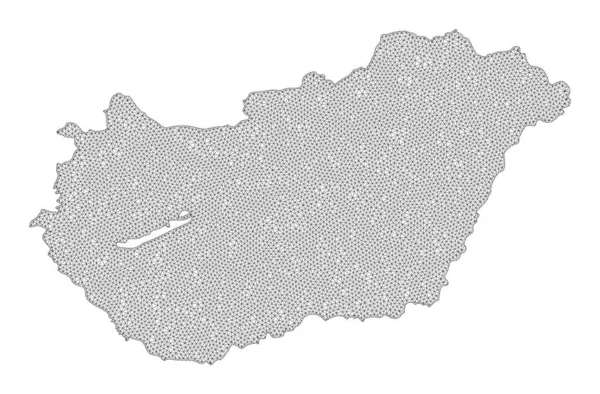 Red poligonal de malla Mapa de trama de alta resolución de Hungría Abstracciones —  Fotos de Stock