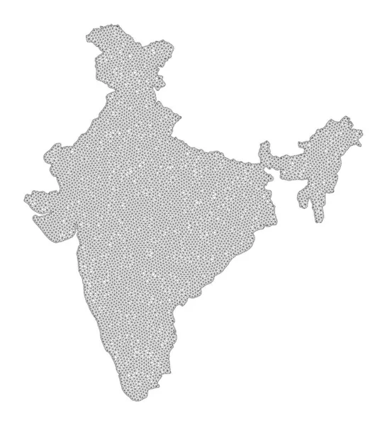 Polygonal Carcass Mesh High Detail Raster Map of India Abstractions — 图库照片