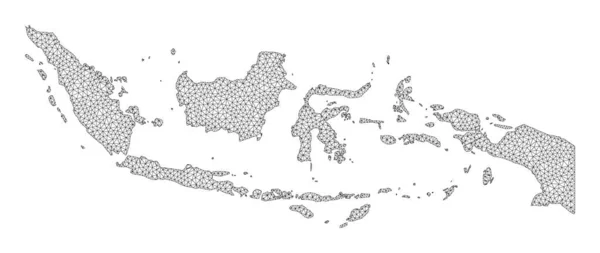 Rede poligonal malha de alto detalhe Raster mapa da Indonésia abstrações — Fotografia de Stock