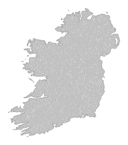Sieć wieloboczna Siatka Wysoka Rozdzielczość Raster Mapa Irlandii Wyspa Abstrakcje — Zdjęcie stockowe