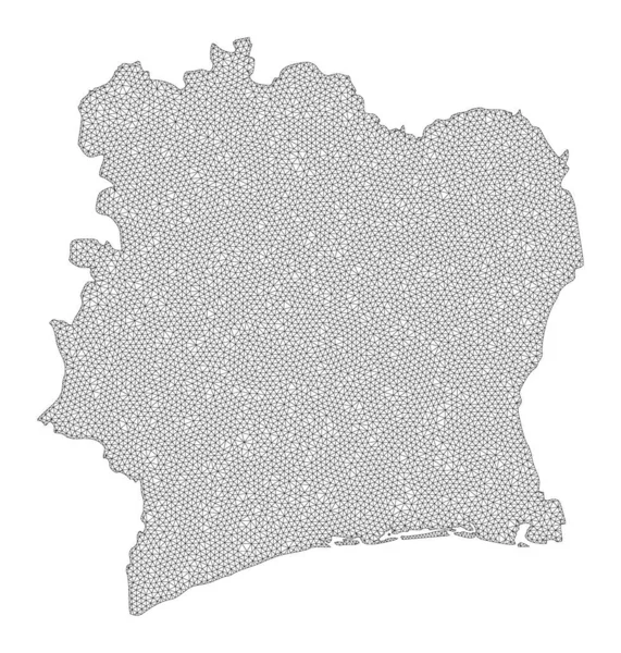 Polygonal Network Mesh High Detail Raster Karta över Elfenbenskusten Abstraktioner — Stockfoto