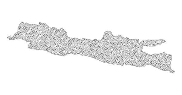 多角形ワイヤフレームメッシュ高詳細Java島のラスターマップ概要 — ストック写真
